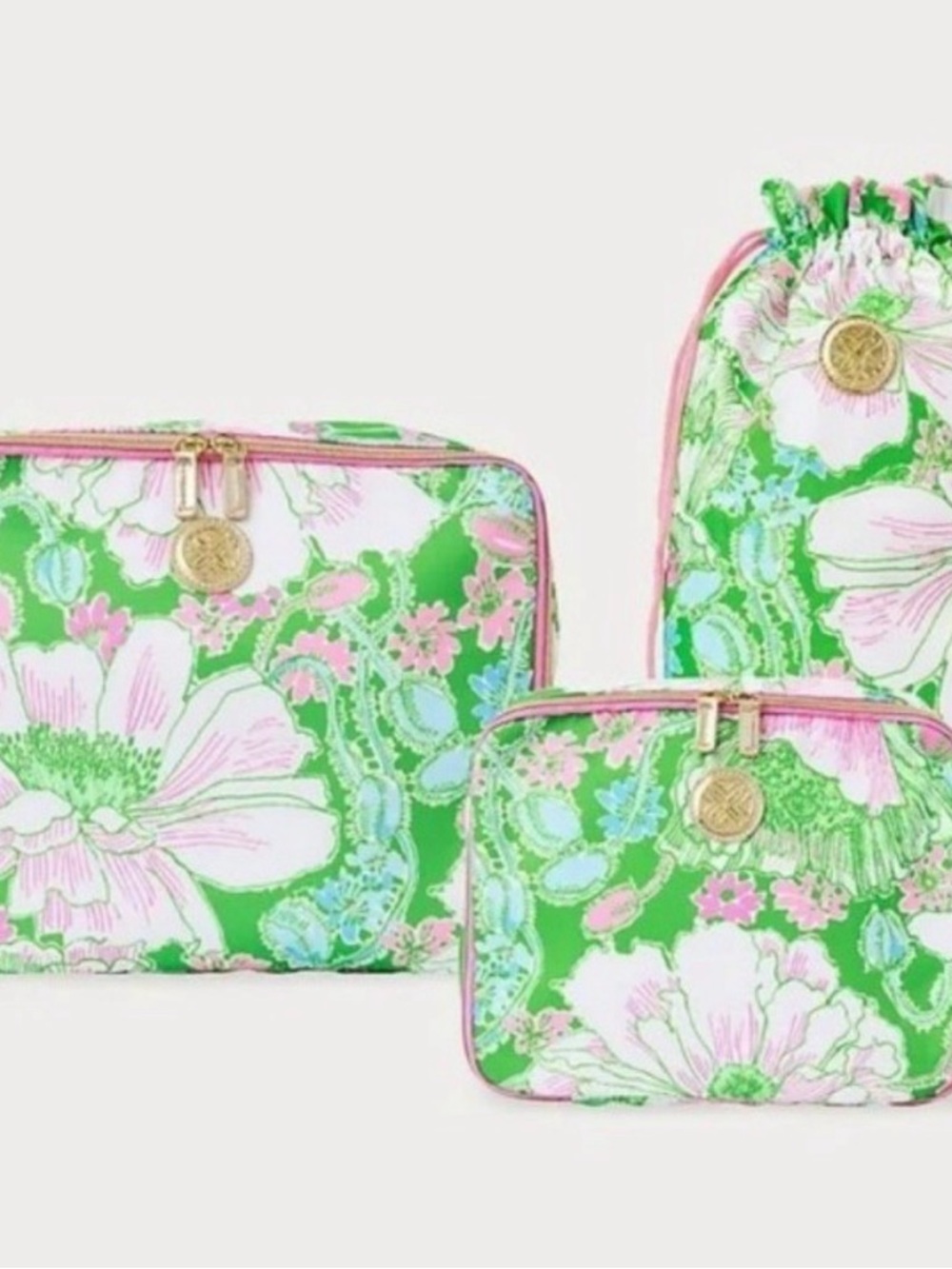 Lilly Pulitzer Packing Cubes in putting green poppyland print